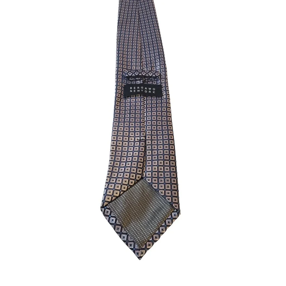 Bergamo New York Luxury Neck Tie Geometric Gray Blue Pointed Casual Business Men